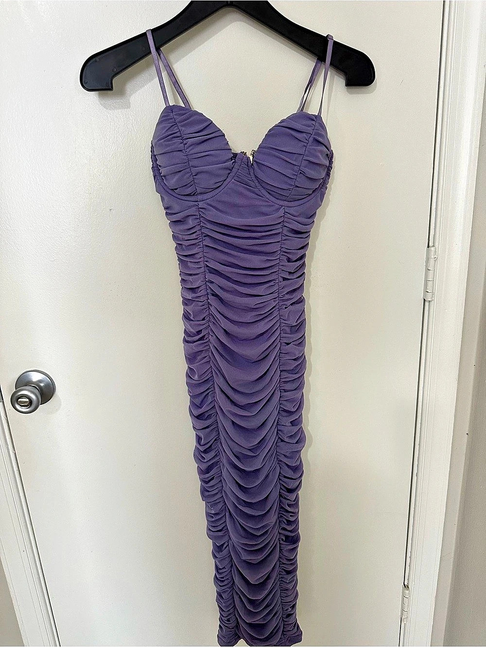 Fashion Nova Ruched Strappy Maxi Dress Purple Small Like New